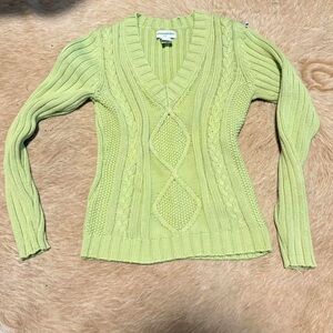 Vintage Y2K green Banana Republic v neck 100% cotton sweater xs